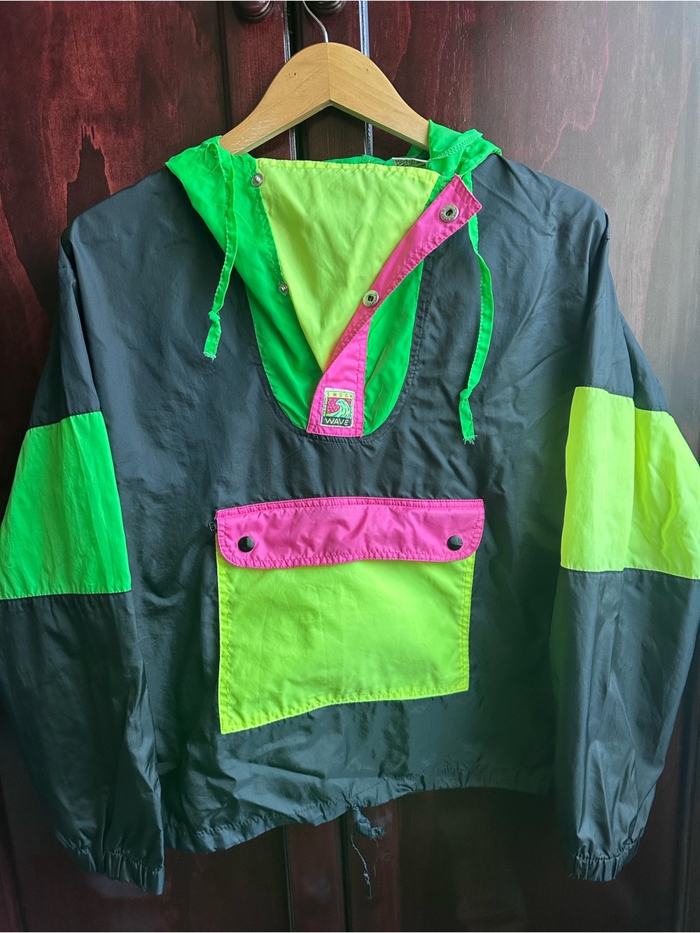 Vintage Neon Colorblock Nylon Jacket